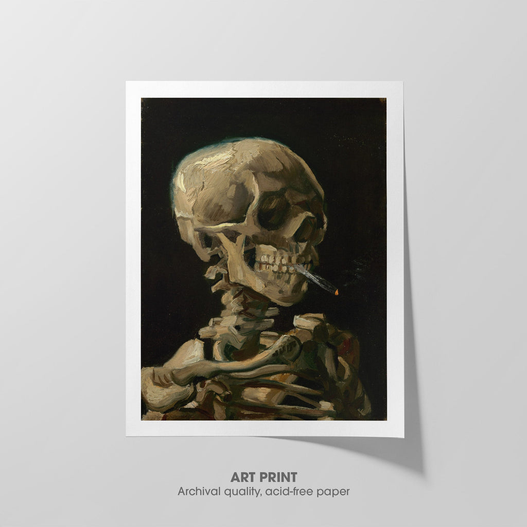 Skull of a Skeleton with Burning Cigarette Canvas Print