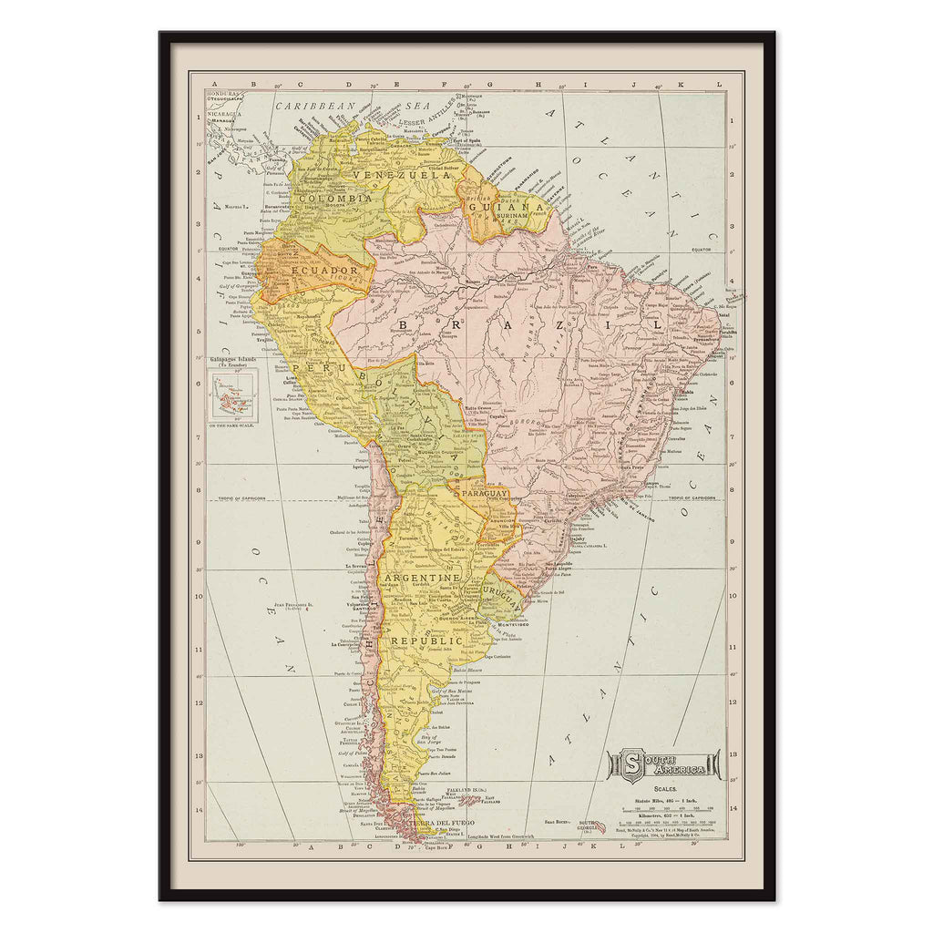 Carte de l'Amérique du Sud 2 Canvas Print