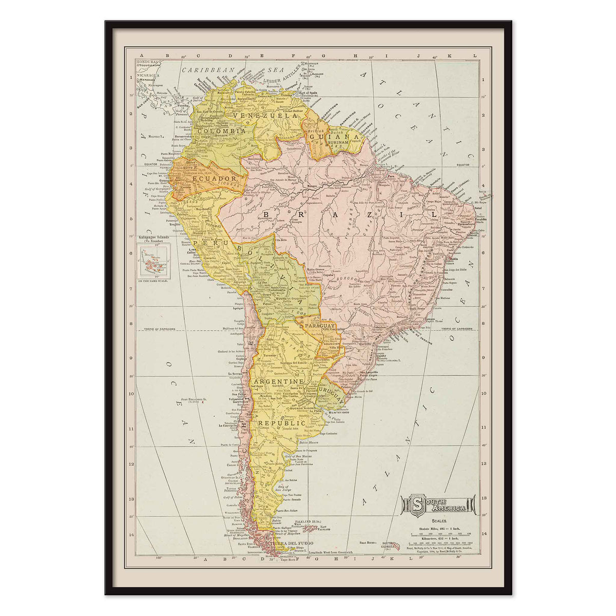 Carte de l'Amérique du Sud 2 Canvas Print