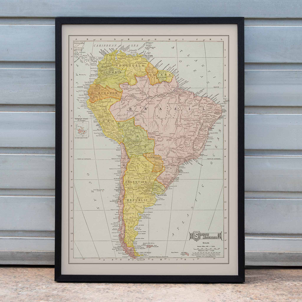 Carte de l'Amérique du Sud 2 Canvas Print