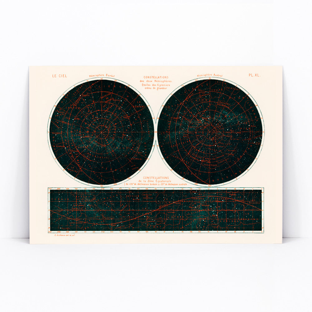 Constellations des deux hémisphères Canvas Print