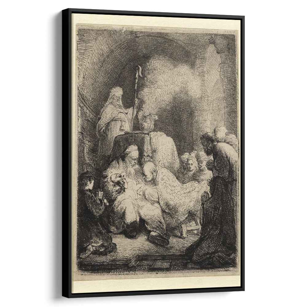 The circumcision small plateby Rembrandt Canvas Print