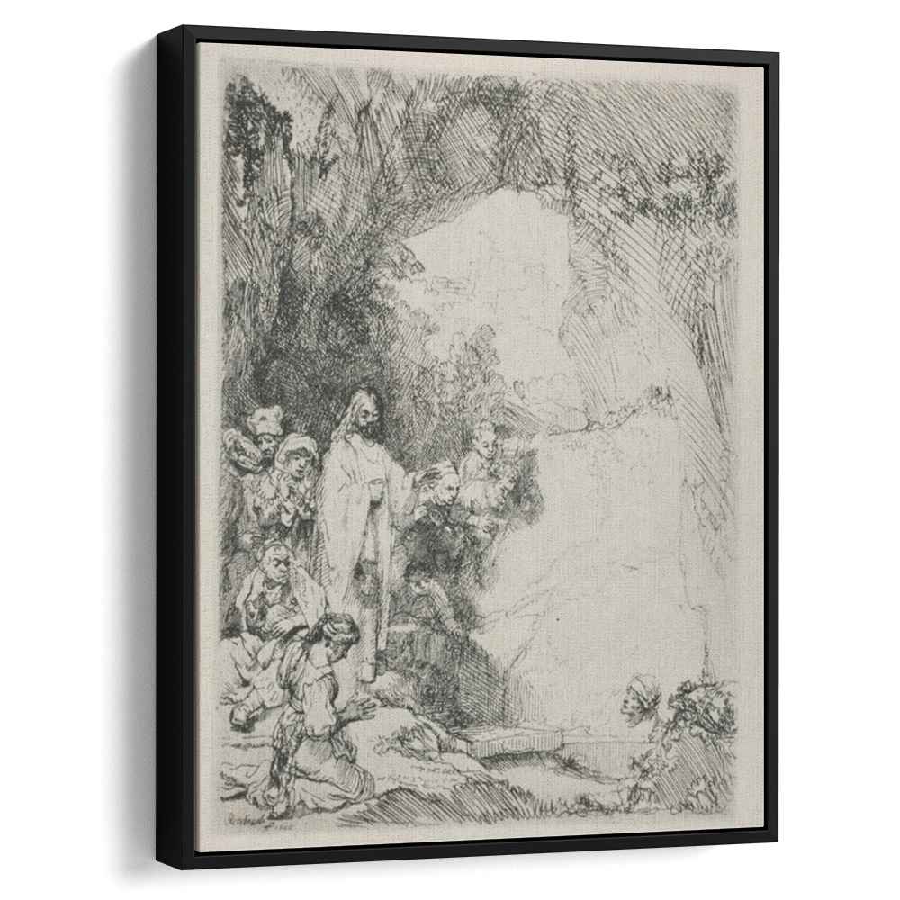 The Resurrection of Lazurus a Small Plateby Rembrandt Canvas Print