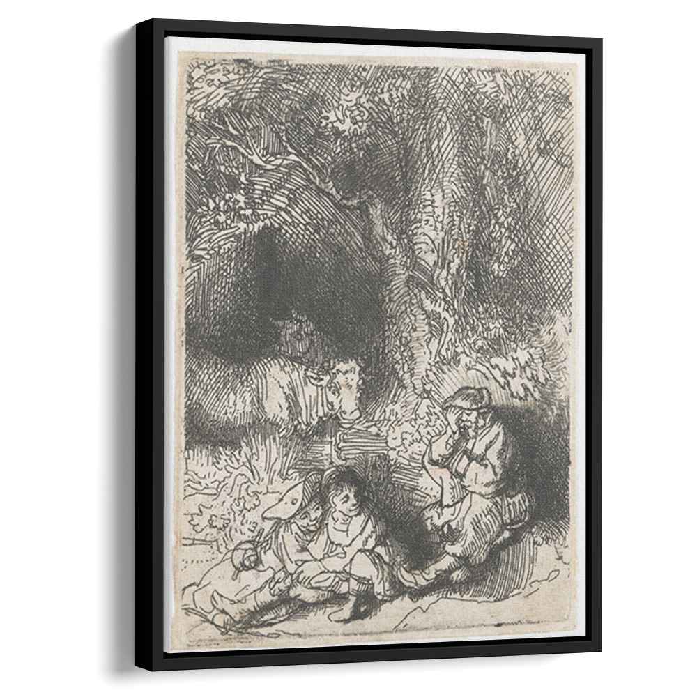 The sleeping herdsman 1644 by Rembrandt by Rembrandt - Baroque canvas print