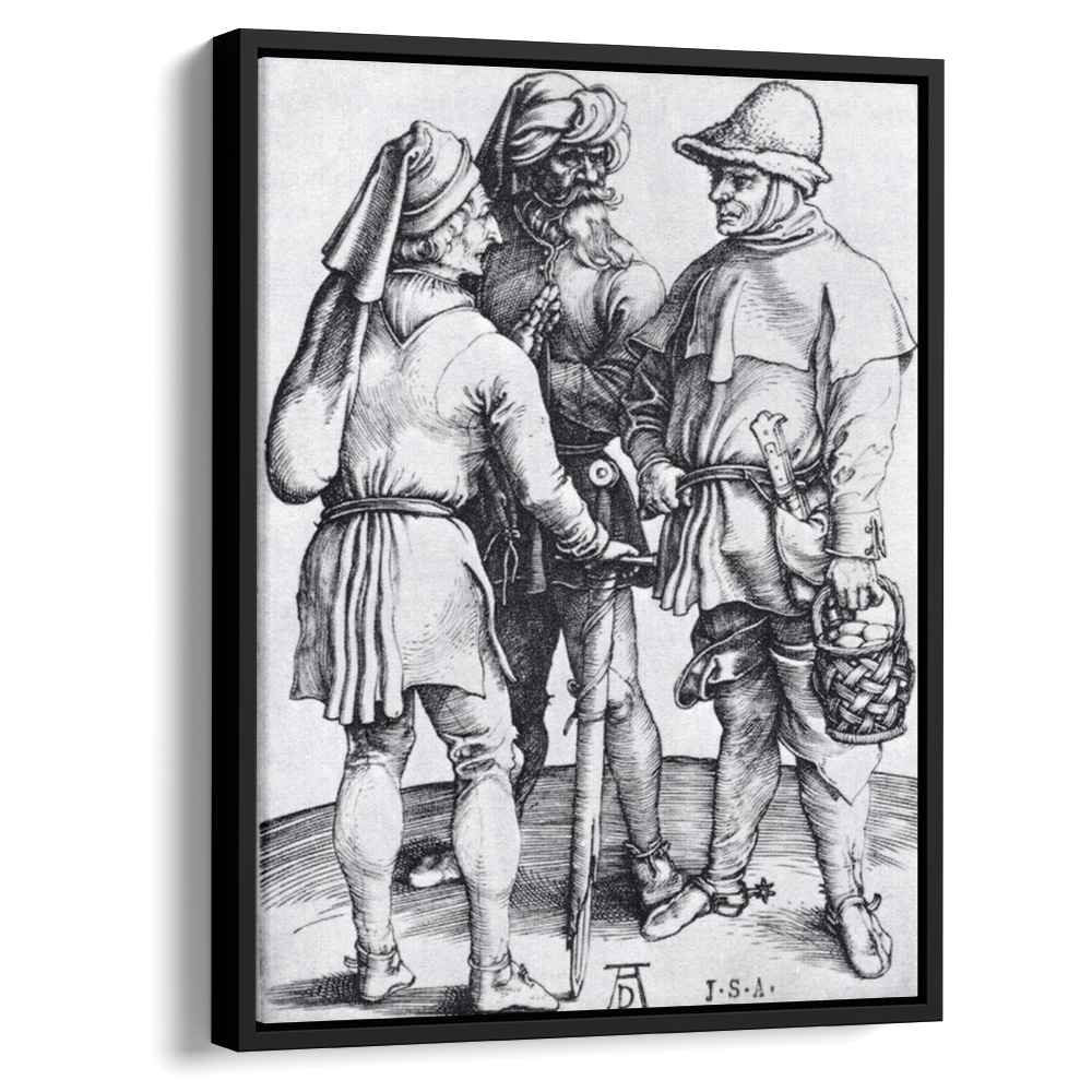 Three Peasants In Conversation 1497 by Albrecht Durer by Albrecht Durer - Renaissance canvas print
