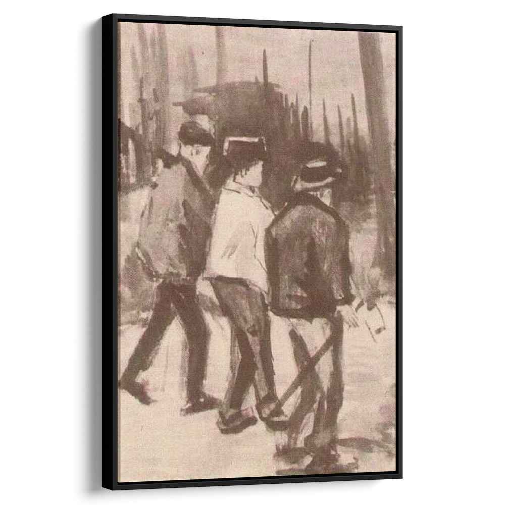 Three Woodcutters Walking 1884 by Vincent van Gogh by Vincent van Gogh - Post-Impressionist canvas print
