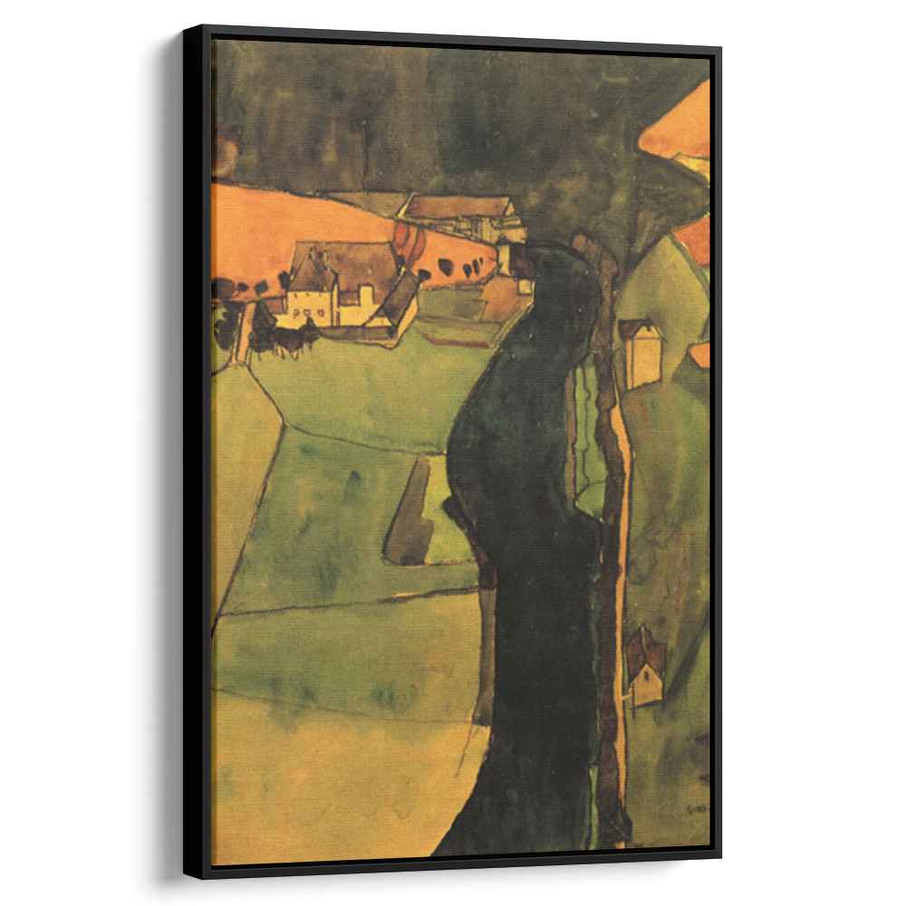 Town on the Blue Riverby Egon Schiele Canvas Print