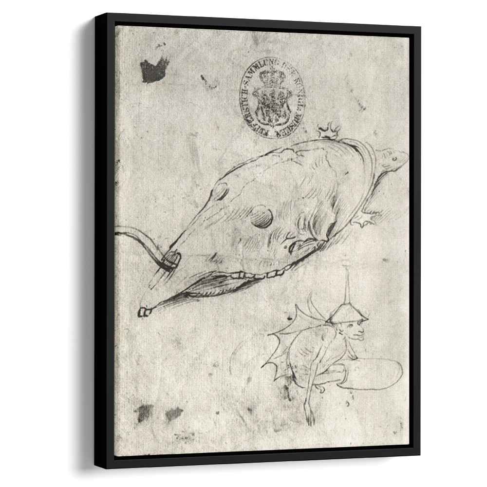 Turtle and a winged demon Canvas Print