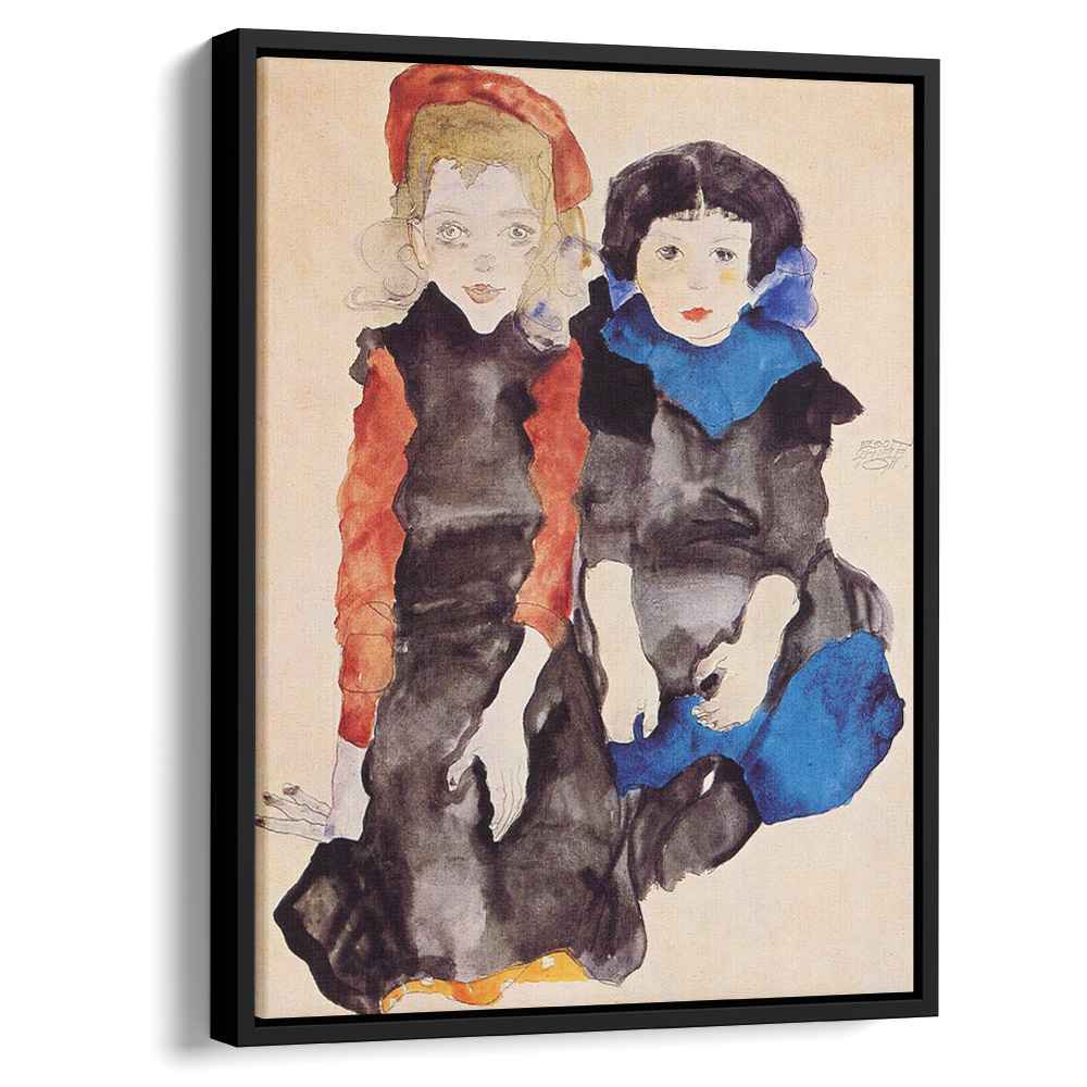 Two Little Girlsby Egon Schiele Canvas Print