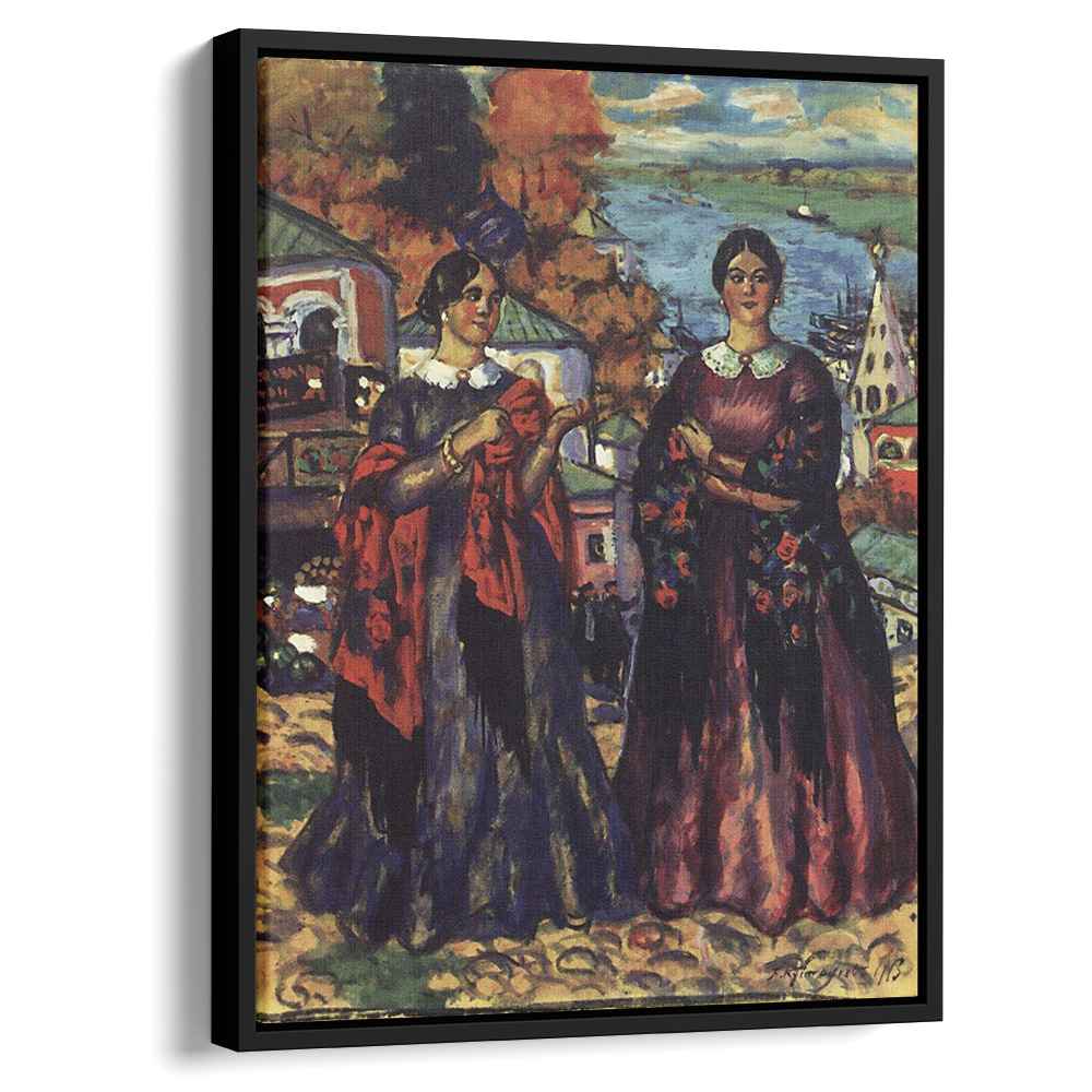 Two Merchant's wifes 1913 by Boris Kustodiev by Boris Kustodiev - Oil Painting canvas print