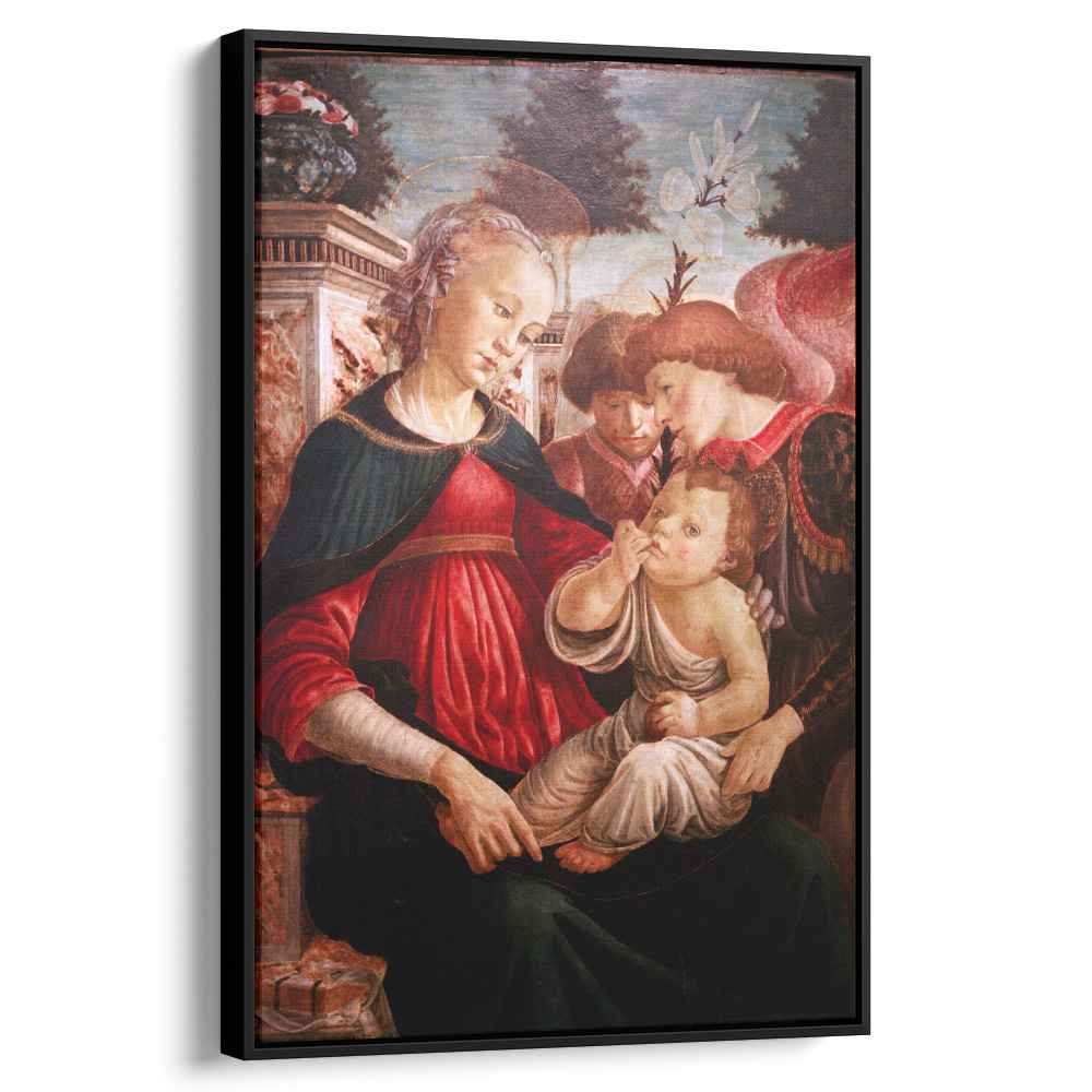 Virgin and child with two angels 1469 by Sandro Botticelli by Sandro Botticelli - Renaissance canvas print