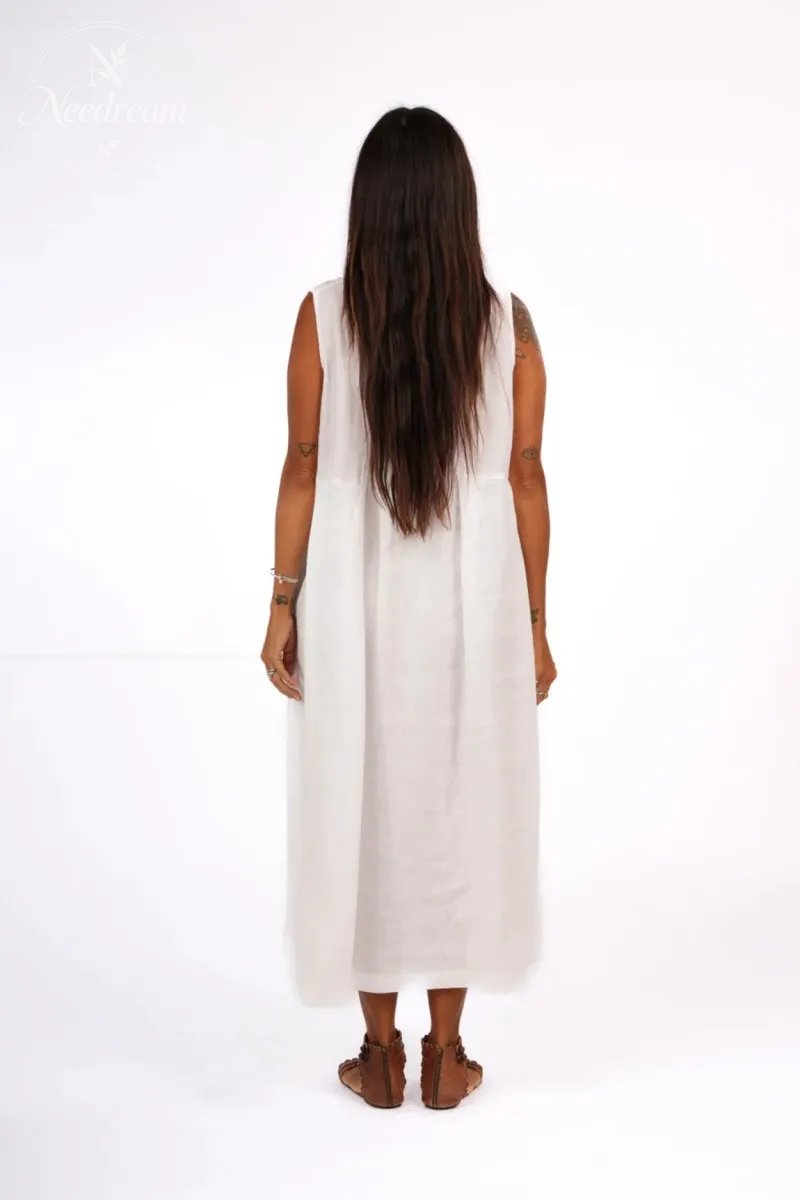 Through French Linen V-Neck Dress