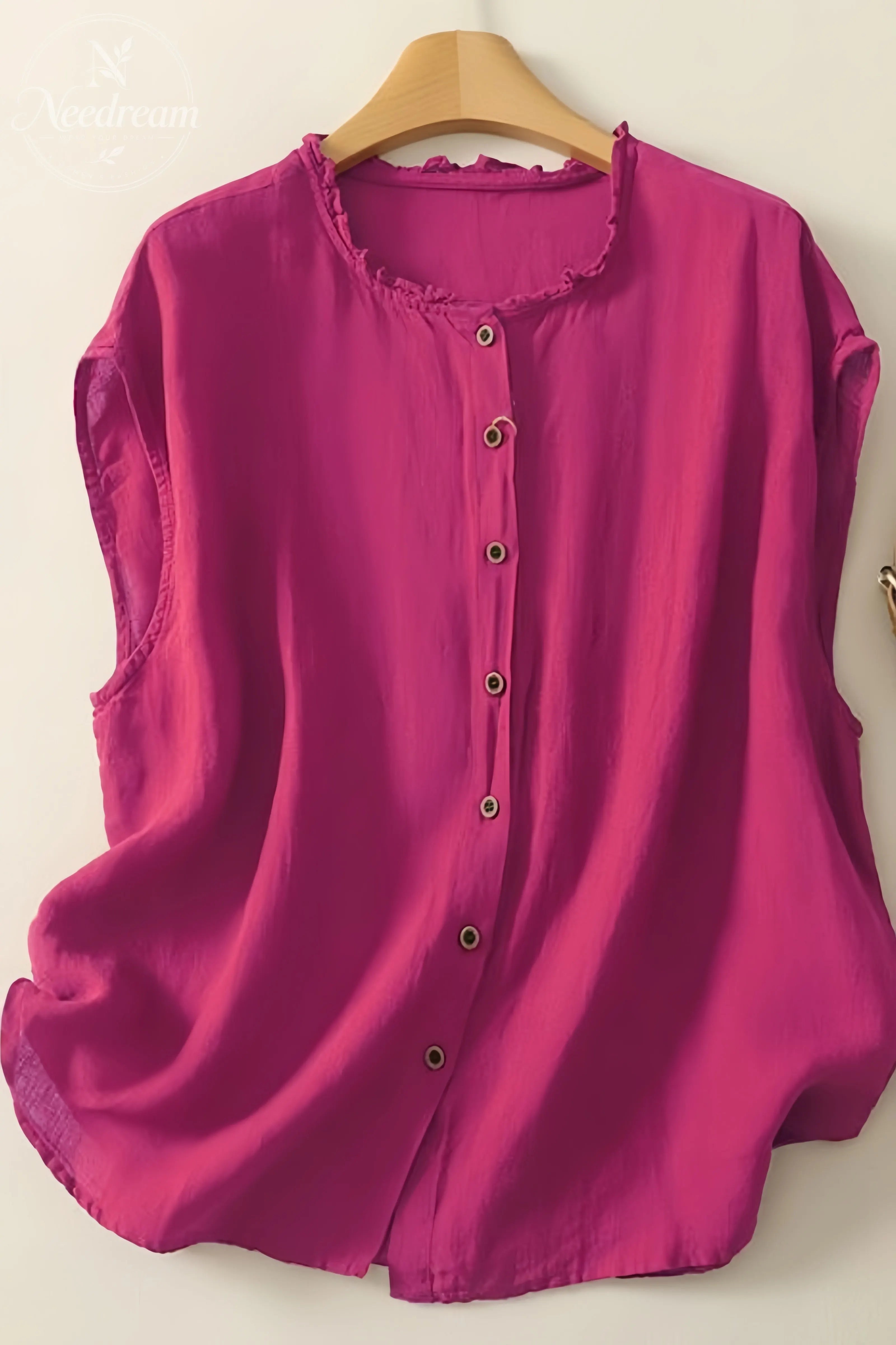 Cotton And Linen Lace Collar Button Cardigan Top