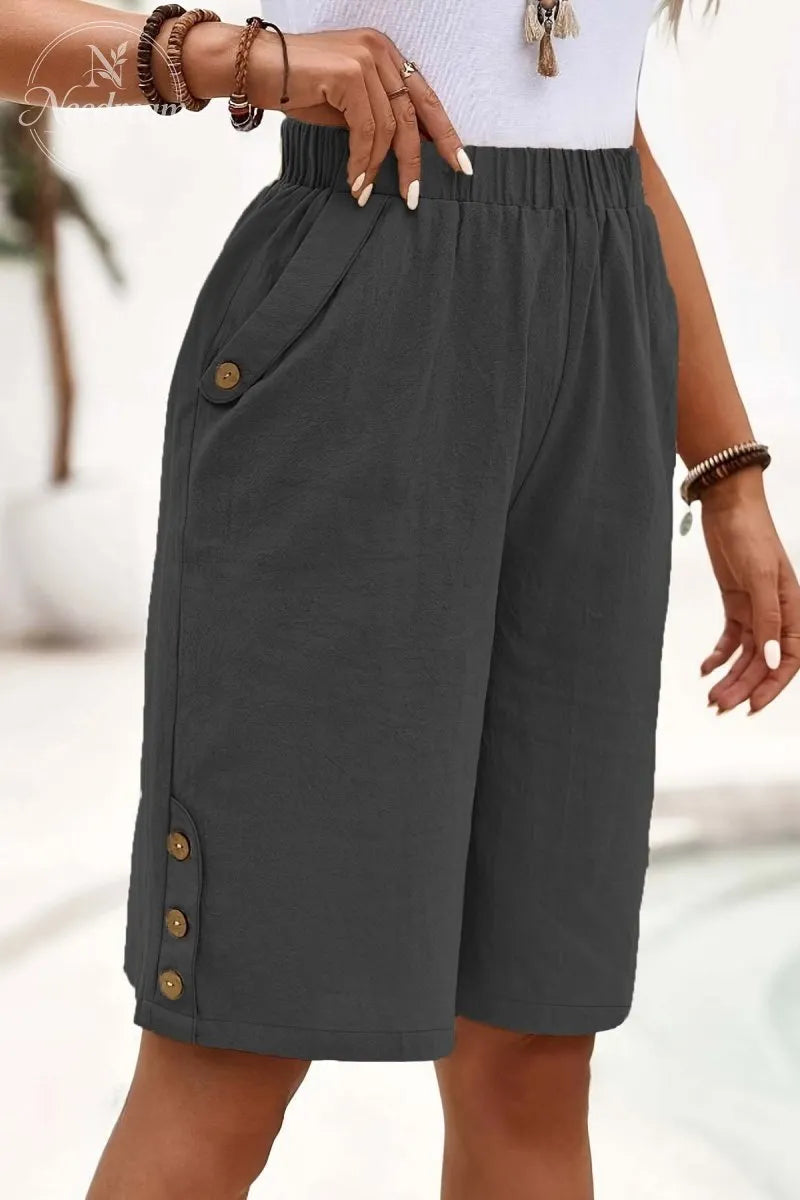 Elegant Solid Color Loose Pants