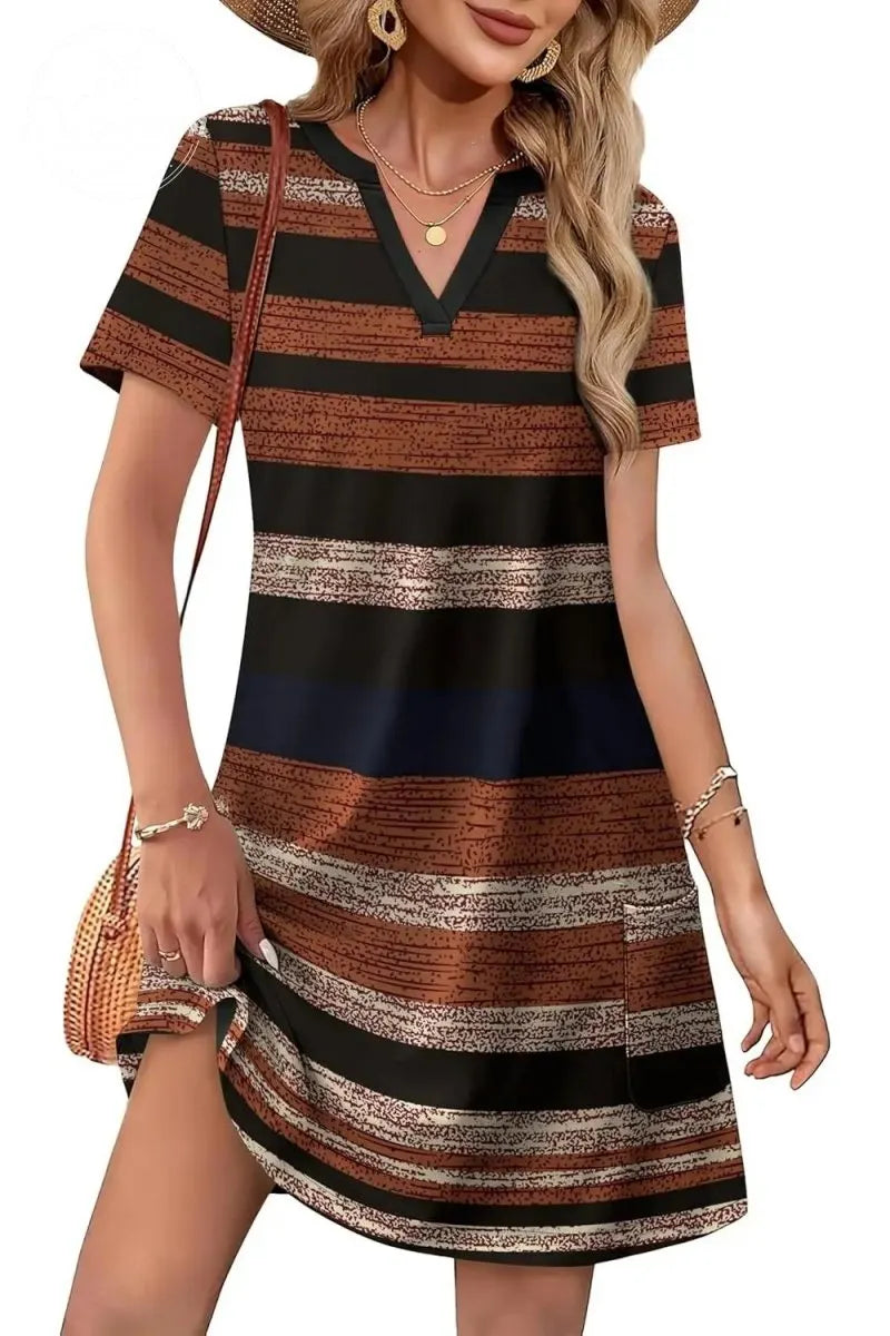 Casual Summer V Neck Wedding Guest Dress Short Sleeve Fashion Beach Vacation Clothes