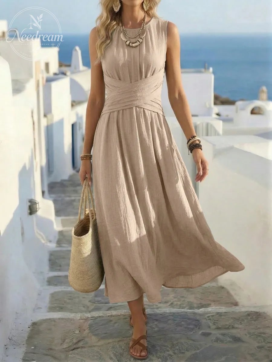 Women's Casual Sage Green Sleeveless Dress