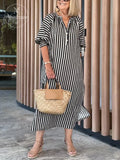 New🔥 Striped Buttoned Vacation Dress