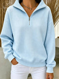 Women's Waffle Knit Quarter-Zip Sweatshirt