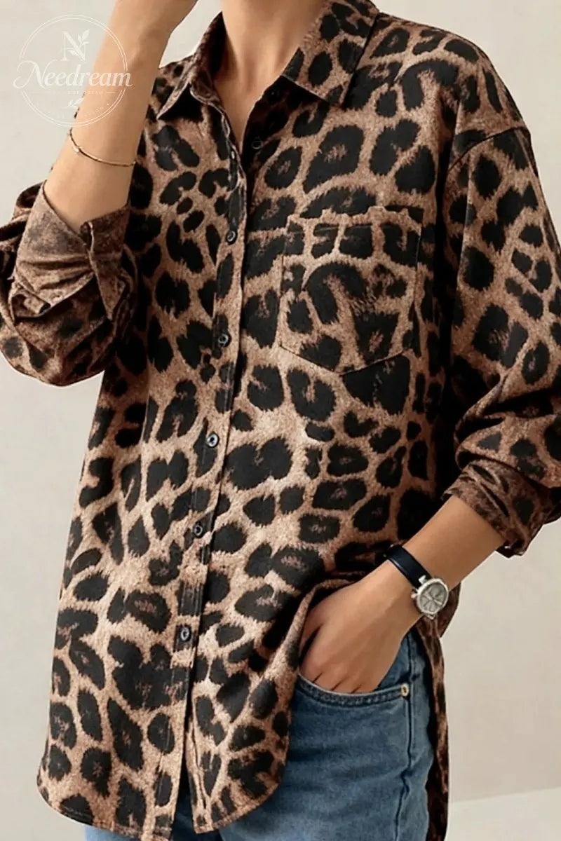 Women's Plain Button Front Drop Shoulder Shirt Blouse
