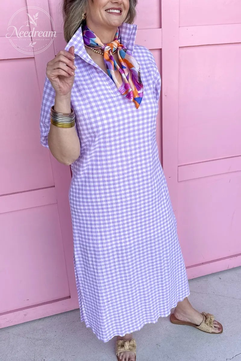 Blakely Dress - Purple Gingham
