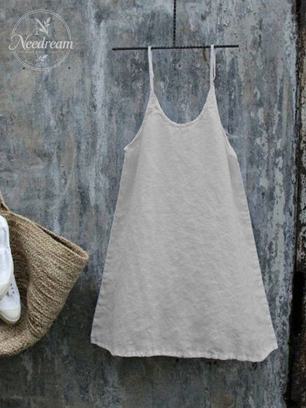 Ladies Cotton Loose Casual Sleeveless Round Neck Cami Top