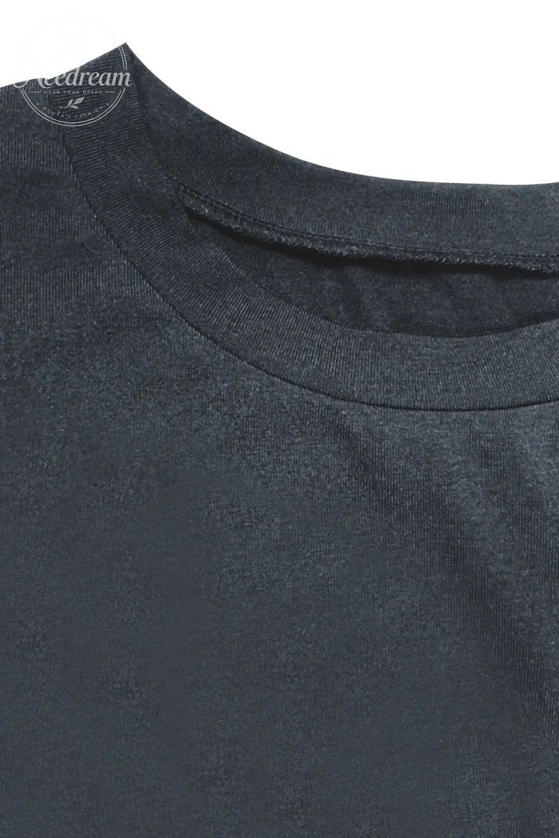 Women's Plain Pocket Round Neck Curved Hem Jersey Tee Dress Style