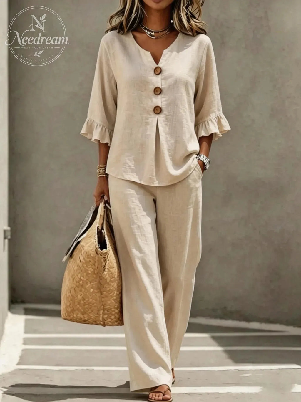 Isabelle Women's Casual Cotton Two-Piece Outfit