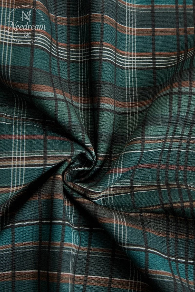 Women's Plaid Lapel Single-Breasted Shirt Maxi Dress