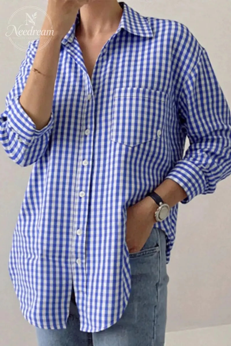 Women's Plain Button Front Drop Shoulder Shirt Blouse