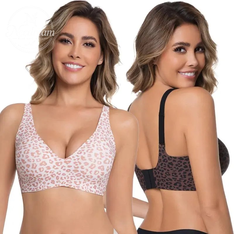 Womens Comfortable Wireless Bras Push Up Bralettes Seamless Tshirts Bras Deep V Everyday Bras