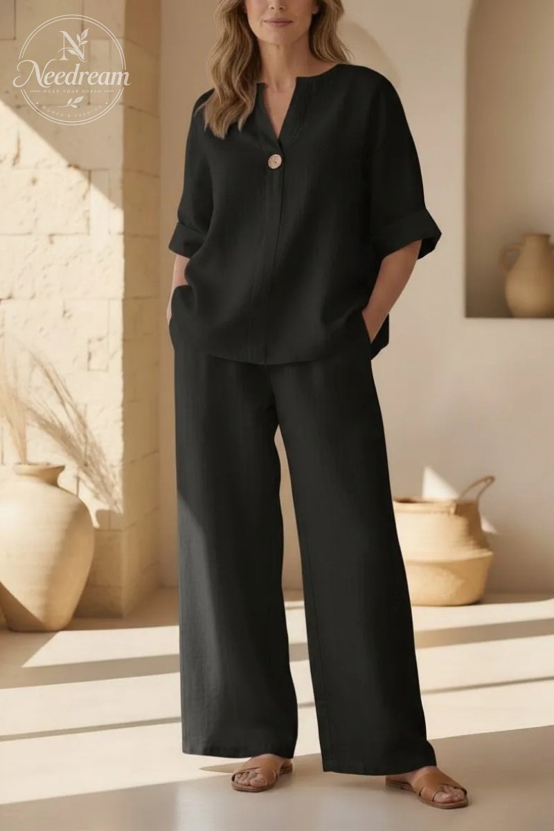 💥Women's Cotton Linen Wide-Leg Home Wear Set