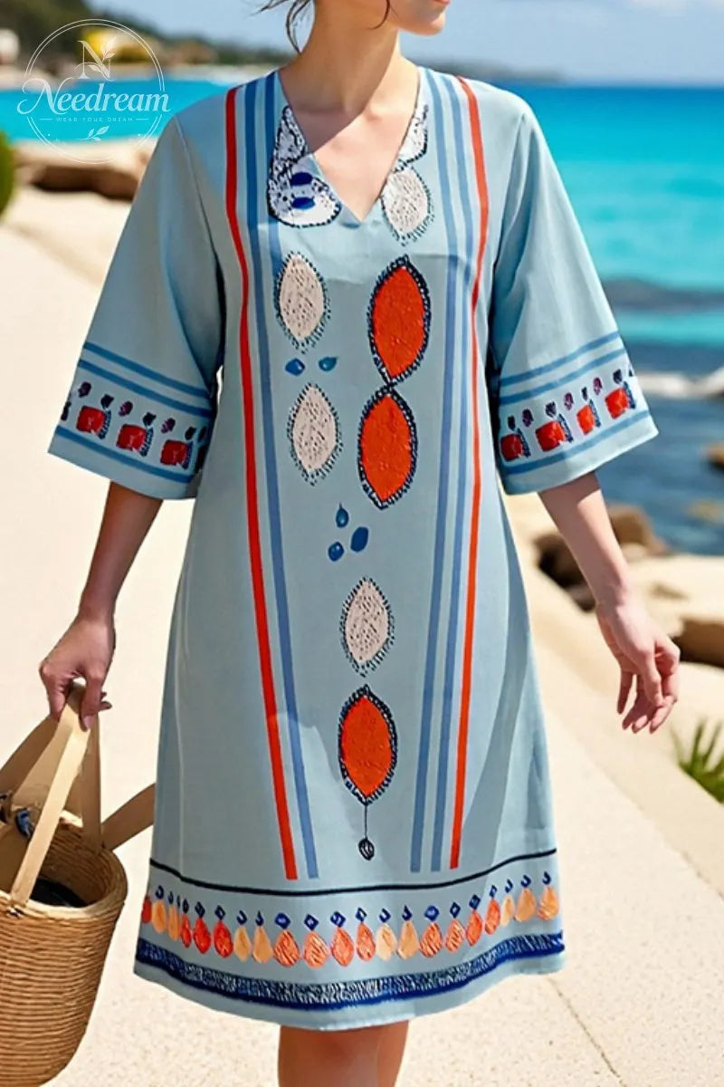Bohemian Retro Loose Ethnic Style Vacation Dress