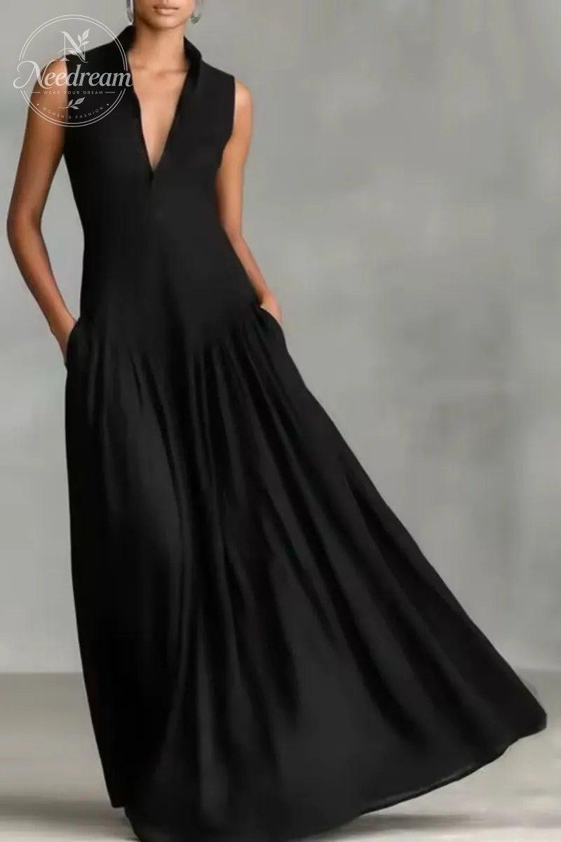 Women's Minimalist   Linen Blend   Sleeveless Maxi Dress