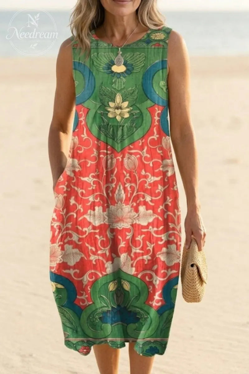 Pastel Floral Print Midi Dress