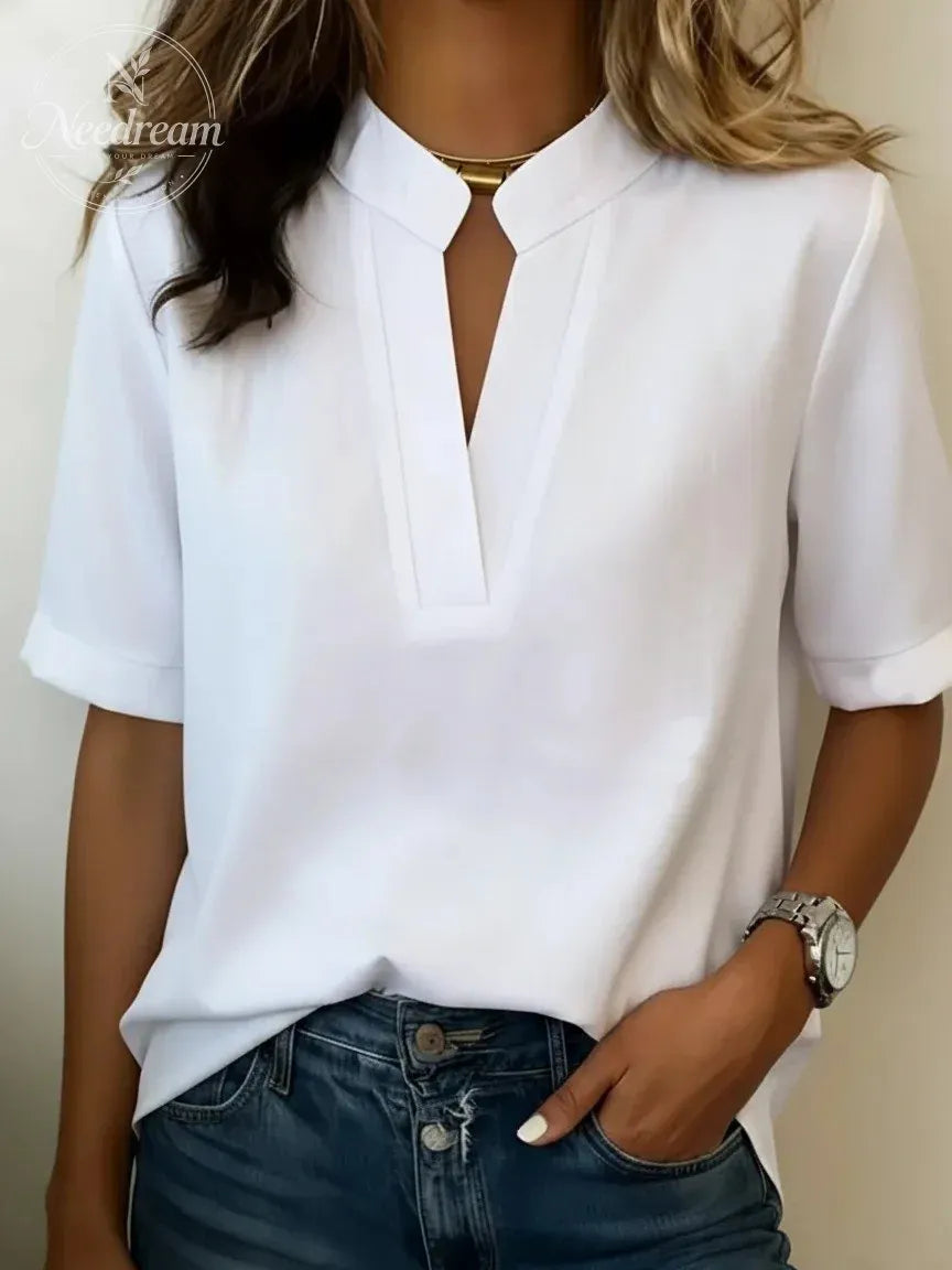 Elegant V-Neck Detail Shirt