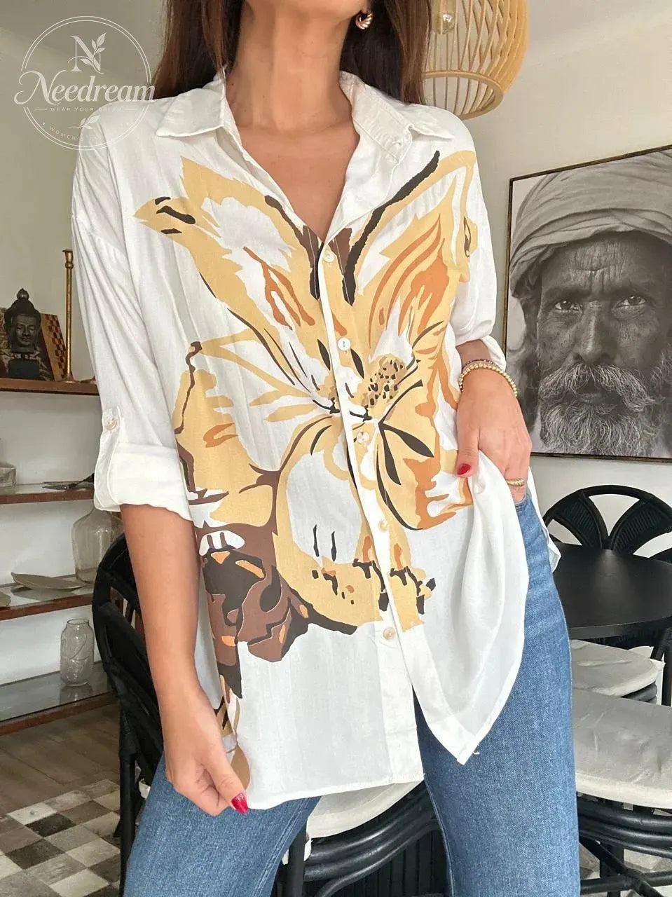 Autumn Breeze Oversized Floral Shirt (4 colors)