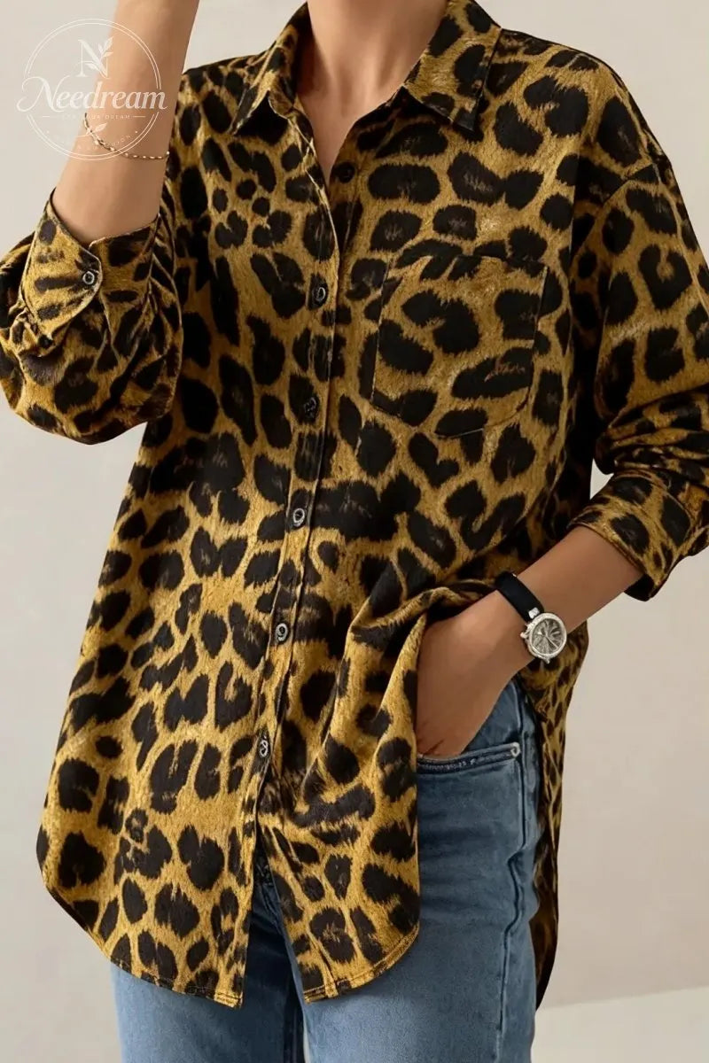 Women's Plain Button Front Drop Shoulder Shirt Blouse