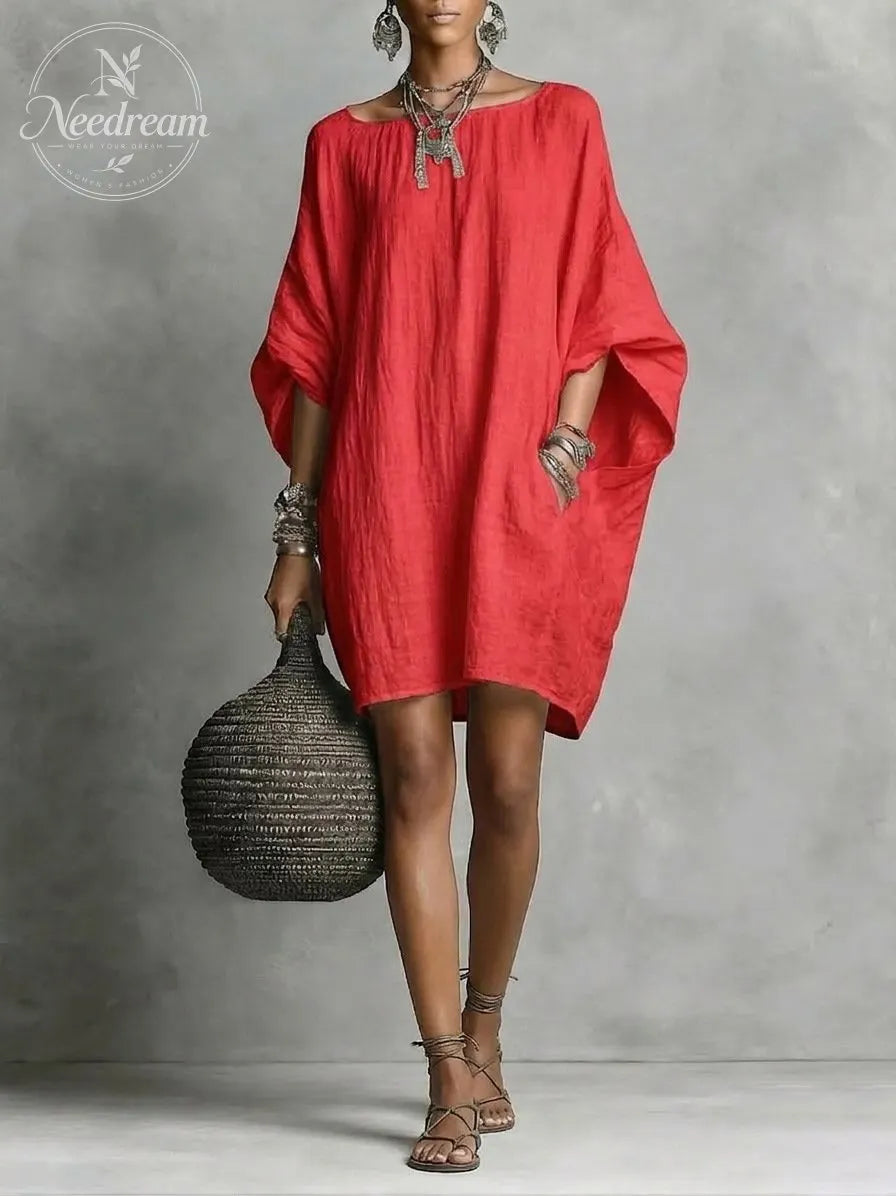 Casual cotton and linen dress