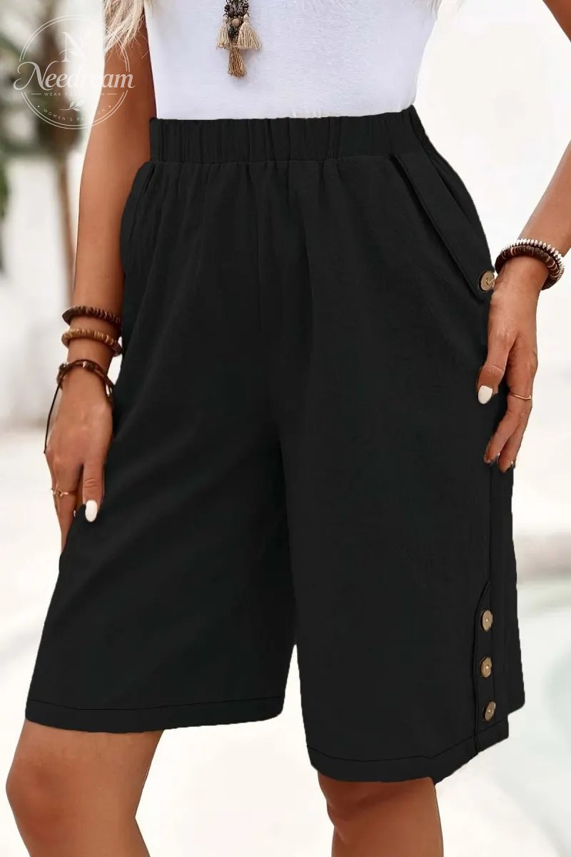 Elegant Solid Color Loose Pants