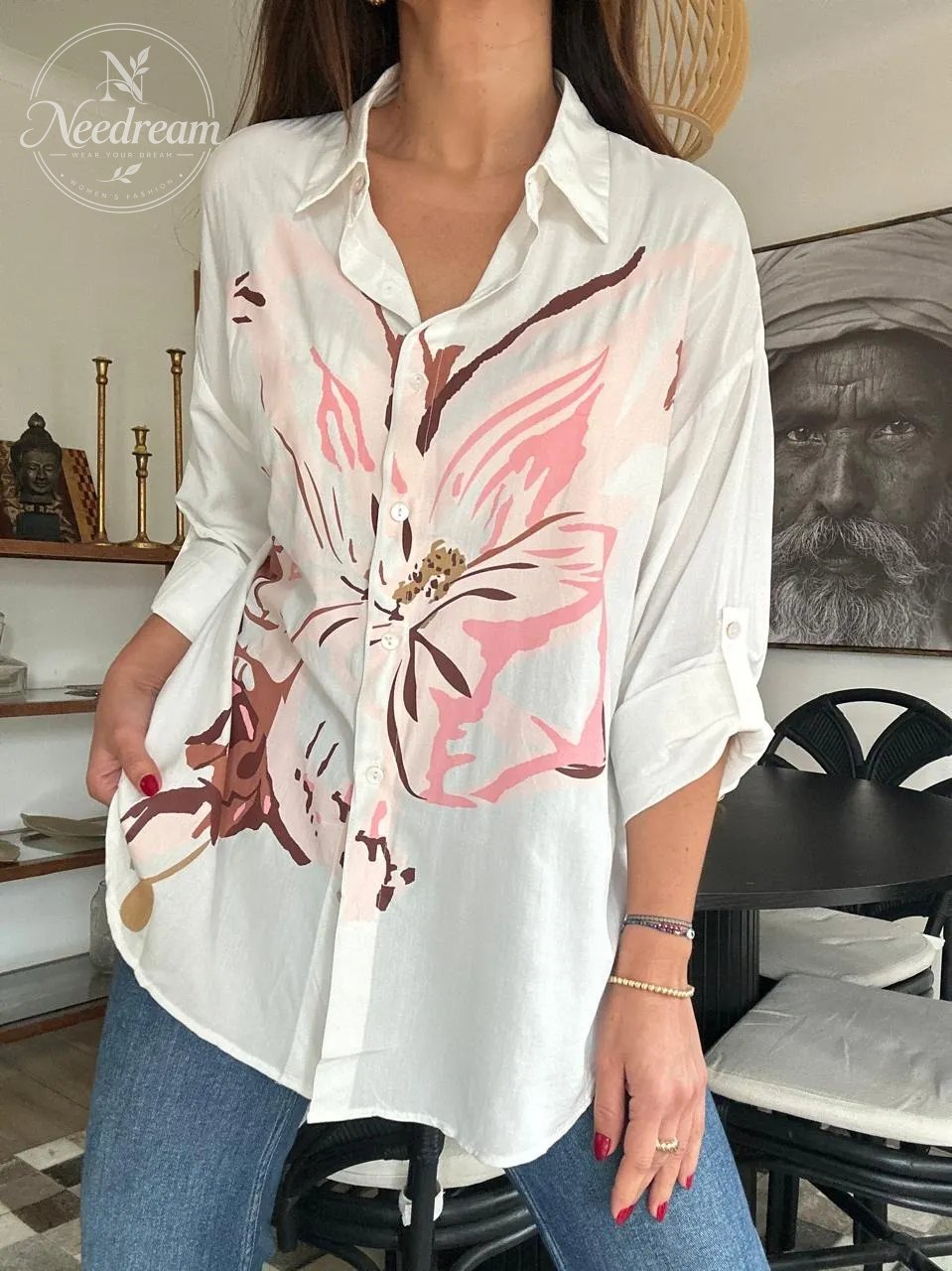 Autumn Breeze Oversized Floral Shirt (4 colors)