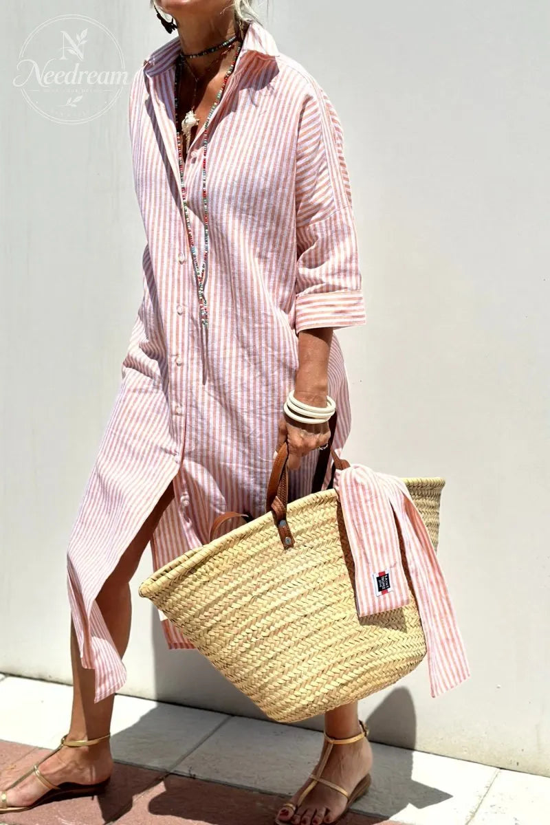 Keira Striped Cotton Shirt Dress