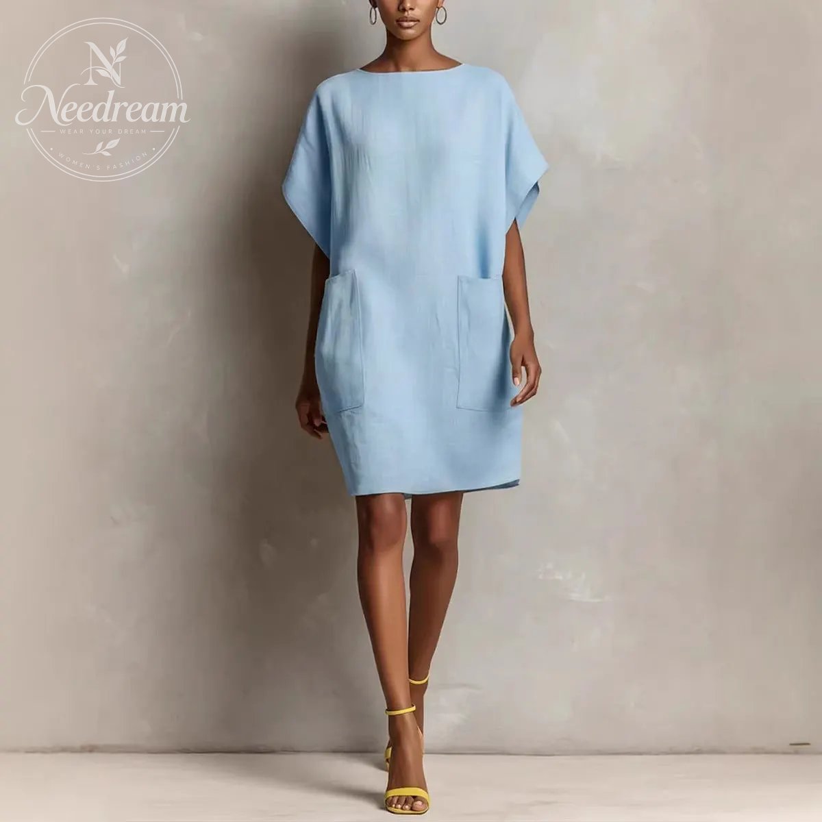 Effortless Linen-Blend Shift Dress