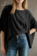 Womens Solid T Shirts for Women Loose Oversized Tops Basic Tee