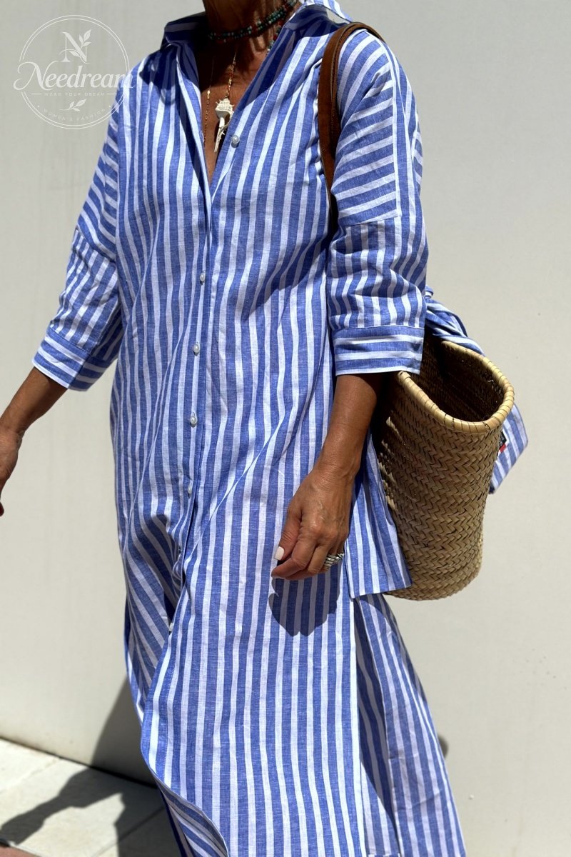 Keira Striped Cotton Shirt Dress