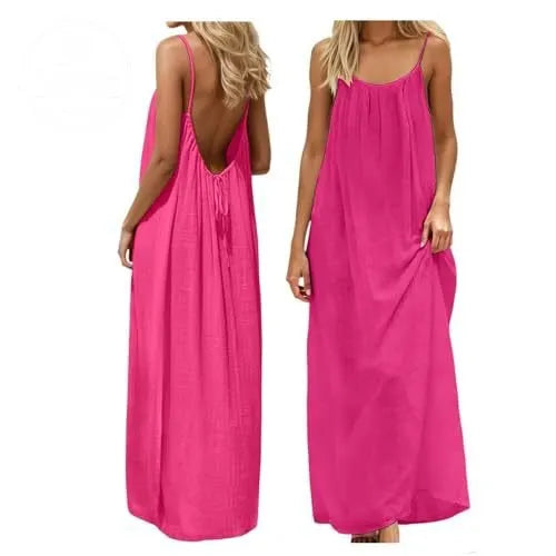Women'S Solid-Color Camisole Loungewear, Elegant Sleeveless Maxi Dress