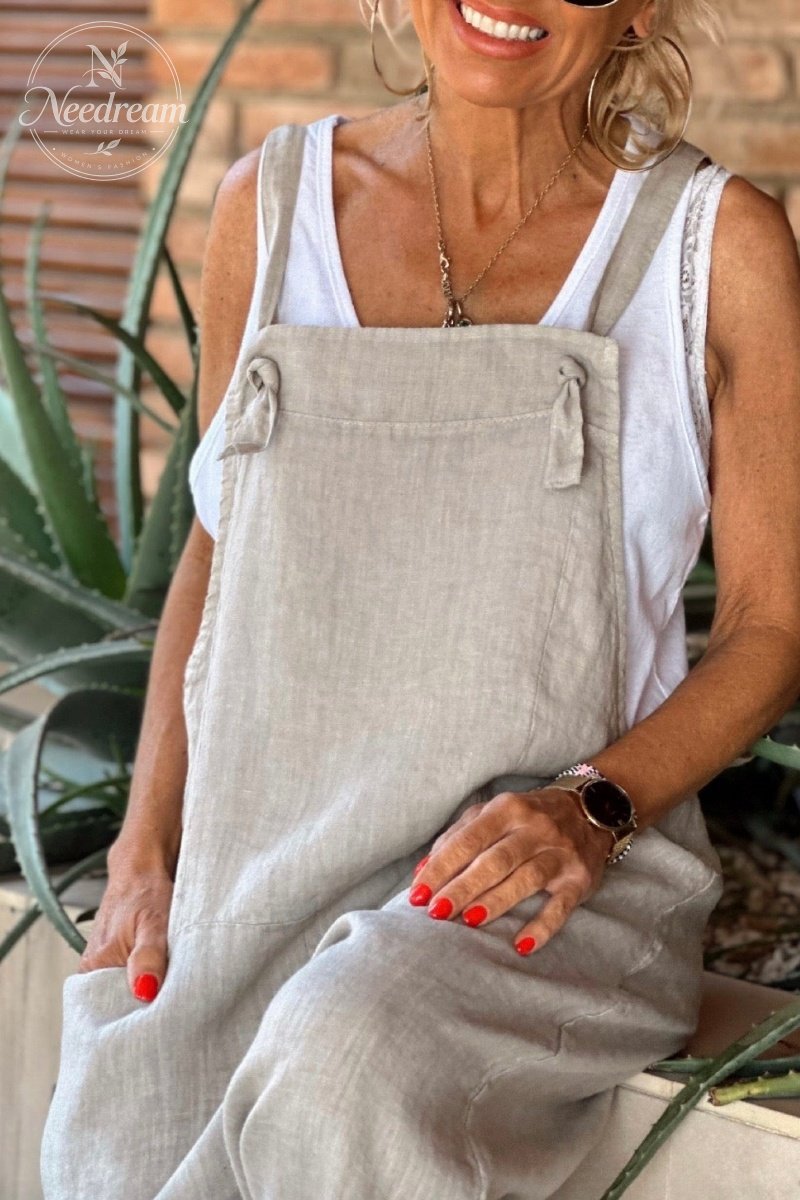 Linen Overalls With Pockets