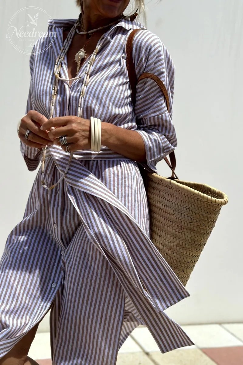 Keira Striped Cotton Shirt Dress