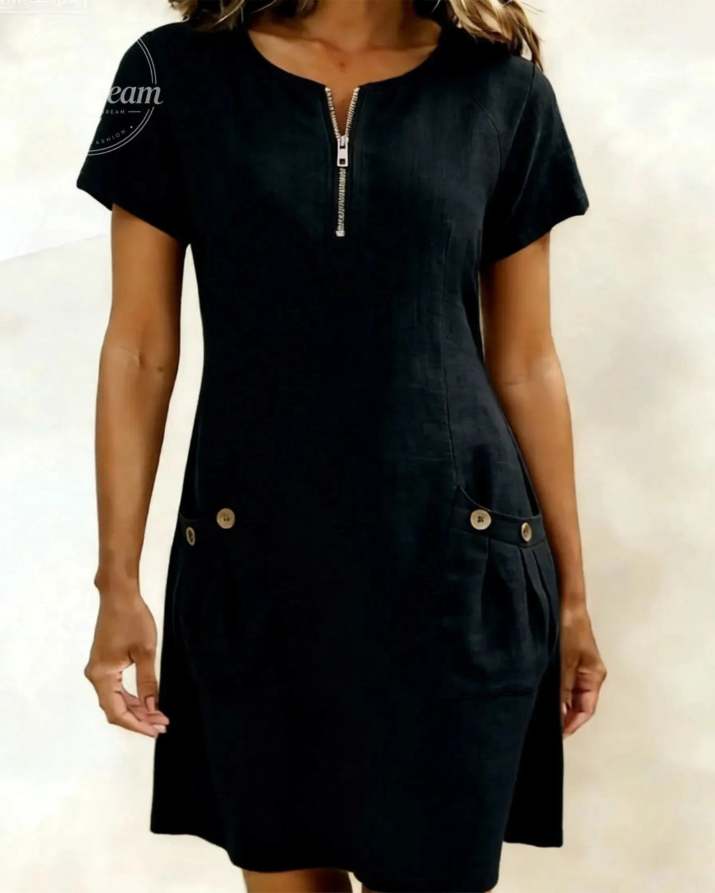 Cotton Linen Zipper Dress