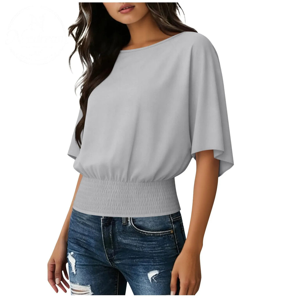 Cinched Flutter Sleeve Top