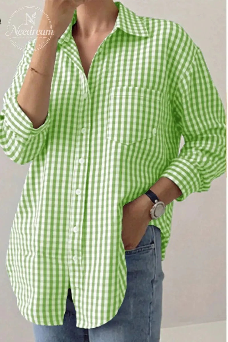 Women's Plain Button Front Drop Shoulder Shirt Blouse